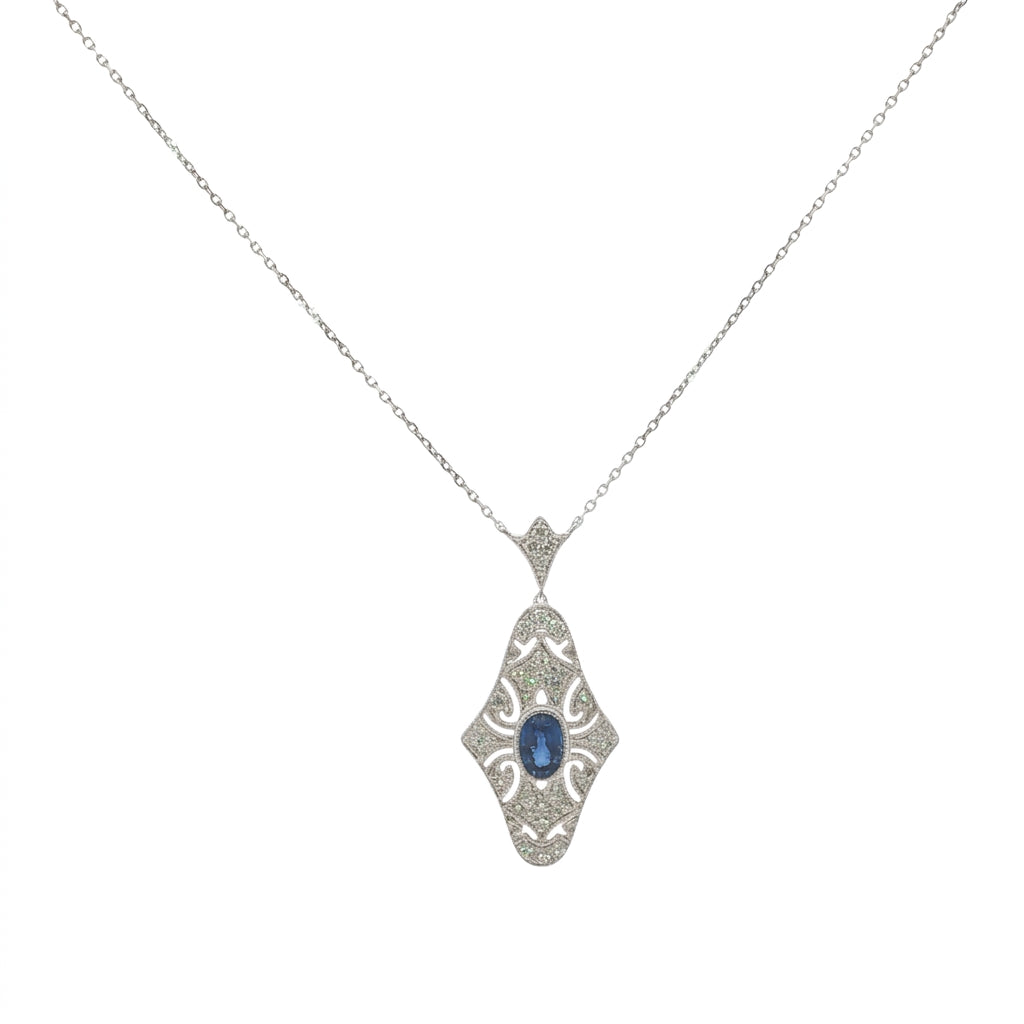 18CT White Gold, Diamond & Sapphire