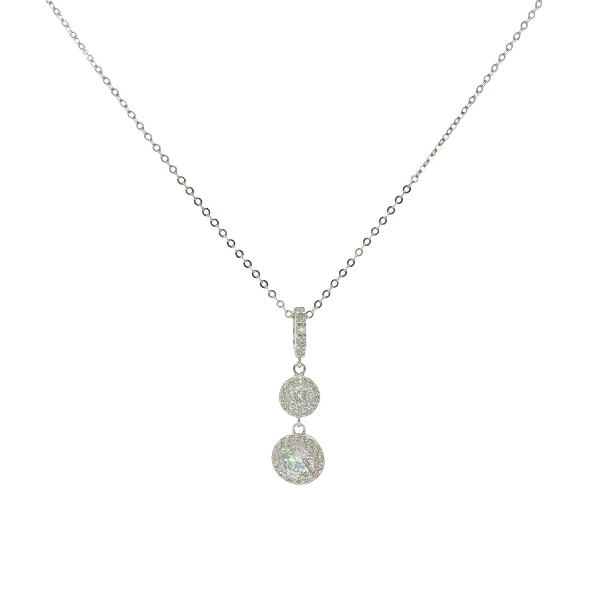9CT White Gold & CZ Double Halo
