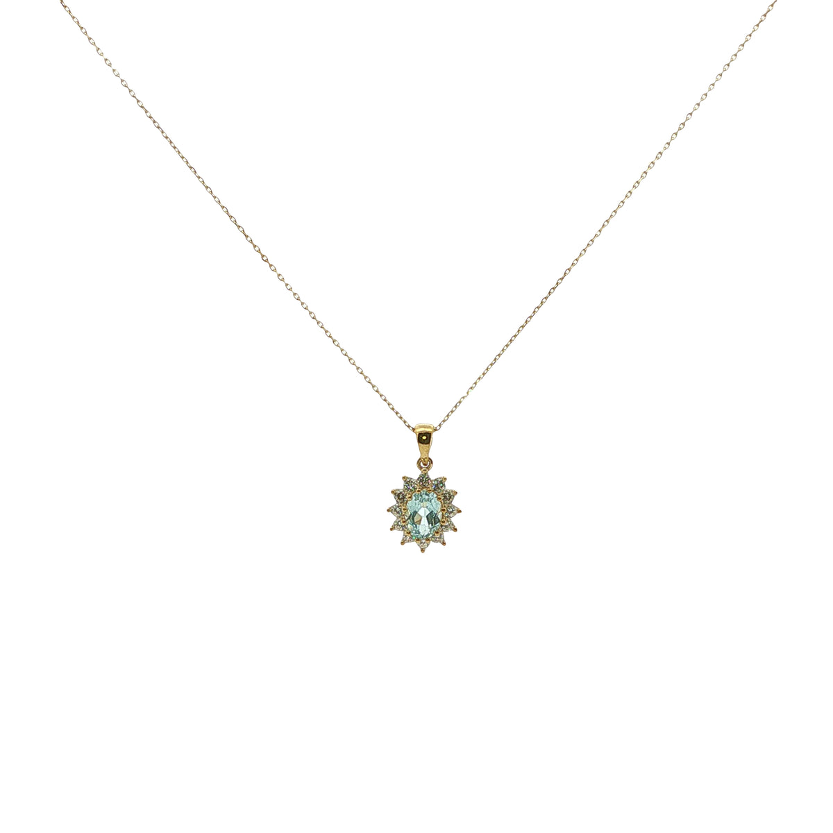 9CT Yellow Gold; Blue Topaz Cluster