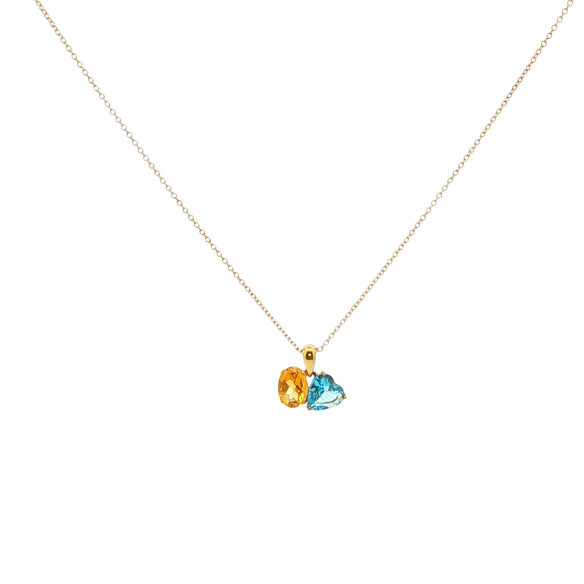 18CT Yellow Gold; Opal and Topaz Hearts