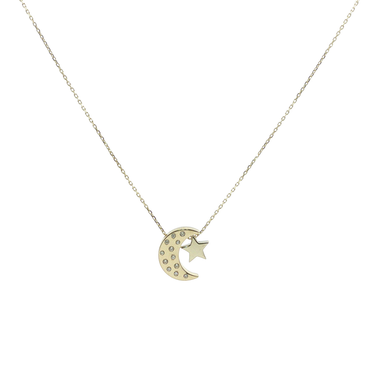 9CT Yellow Gold, Moon & Star Pendant