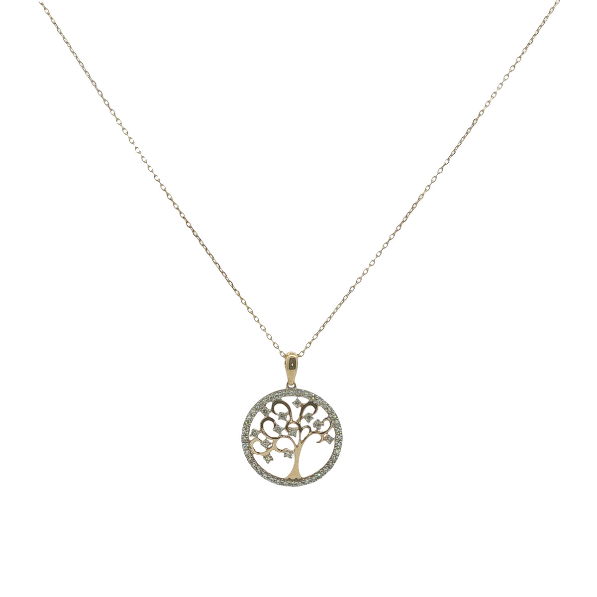 9CT Yellow Gold & Diamond Tree of Life