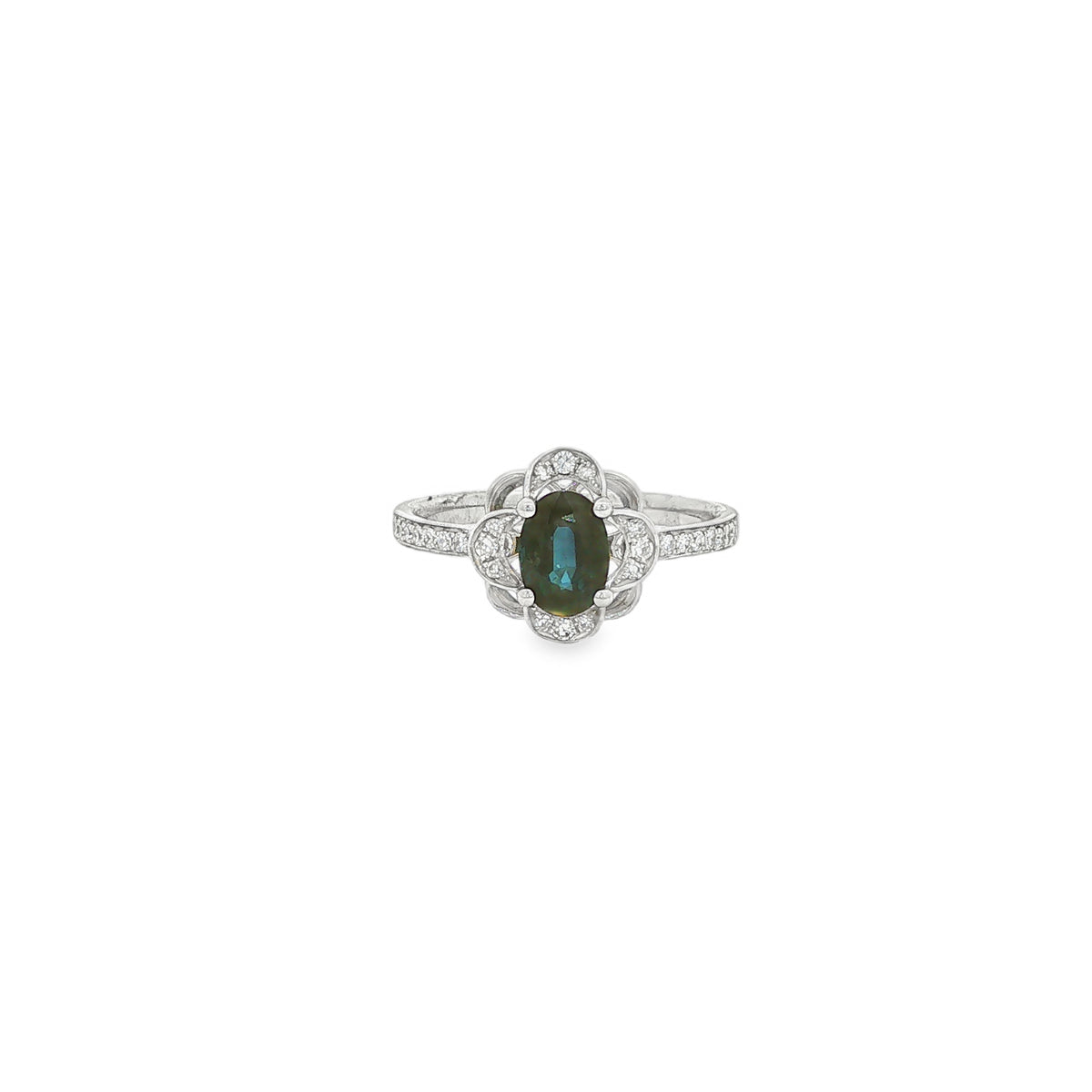 9CT White Gold Diamond and Sapphire