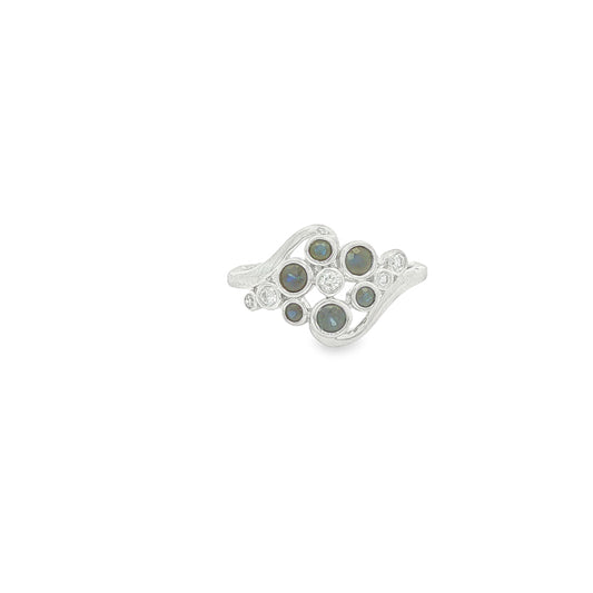 9CT White Gold Diamond and Sapphire