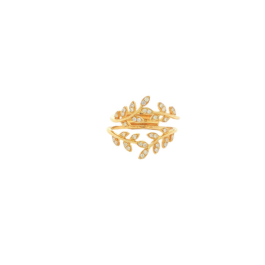 18CT Yellow Gold and Diamond Leaf Style