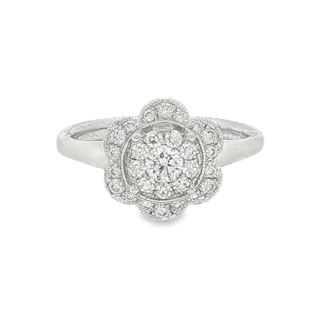 18CT White Gold & Diamond Flower Cluster