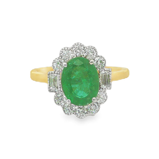 18CT Yellow Gold, Diamond & Emerald