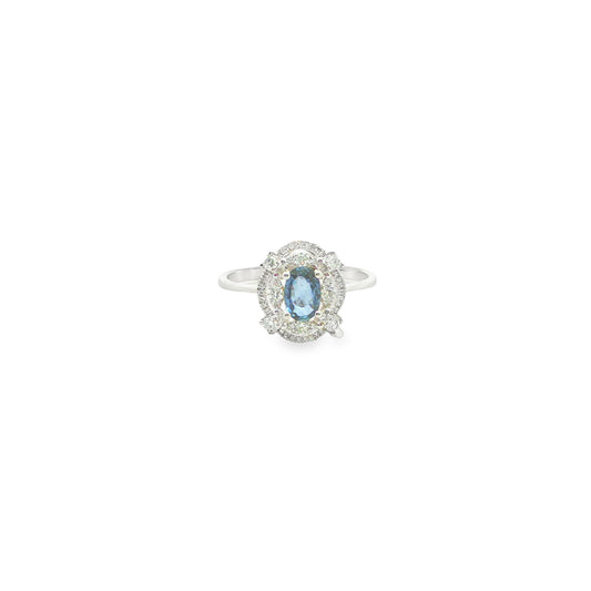 18CT White Gold; Diamond & Sapphire