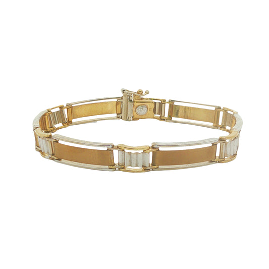 9CT Yellow & White Gold Open Rectangular Links