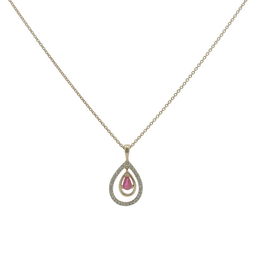 9CT Yellow Gold, Diamond & Ruby