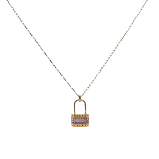 18CT Rose Gold & Amethyst Padlock