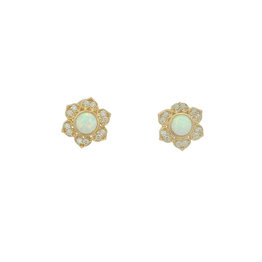 9CT Yellow Gold; CZ & Opal