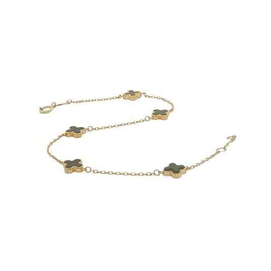 9CT Yellow Gold Black Fleur
