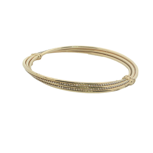 9CT Yellow Gold & Diamond Bangle