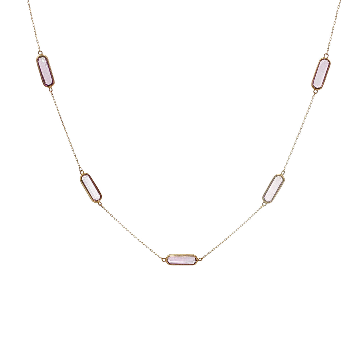 9CT Yellow Gold; Amethyst Links