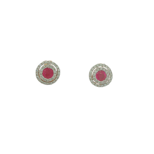 9CT Yellow Gold; Diamond & Ruby Studs