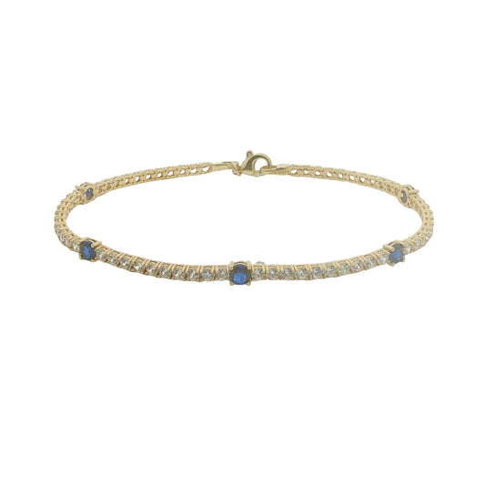 9CT Yellow Gold; CZ & Sapphire