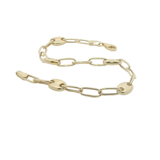 9CT Yellow Gold; Paperlink & Bead