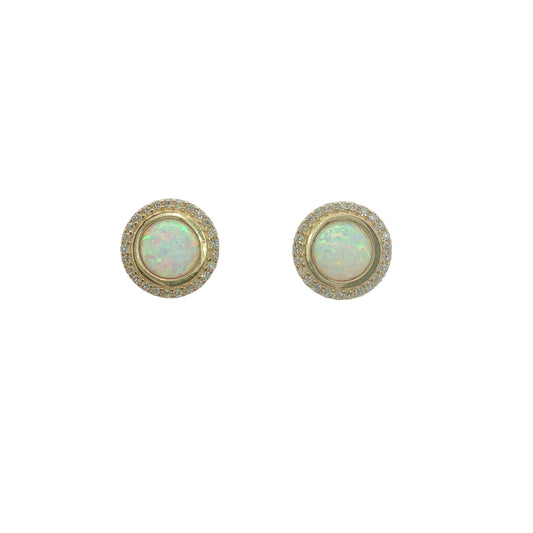 9CT Yellow Gold; CZ & Opal