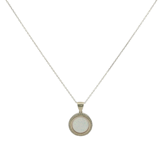 9CT Yellow Gold; CZ & Opal Halo