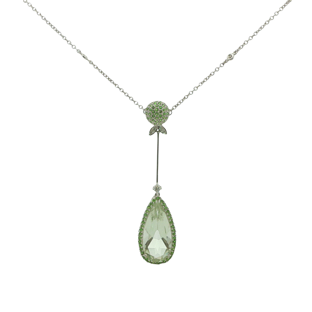 Diamond; Garnet & Pear Green Topaz
