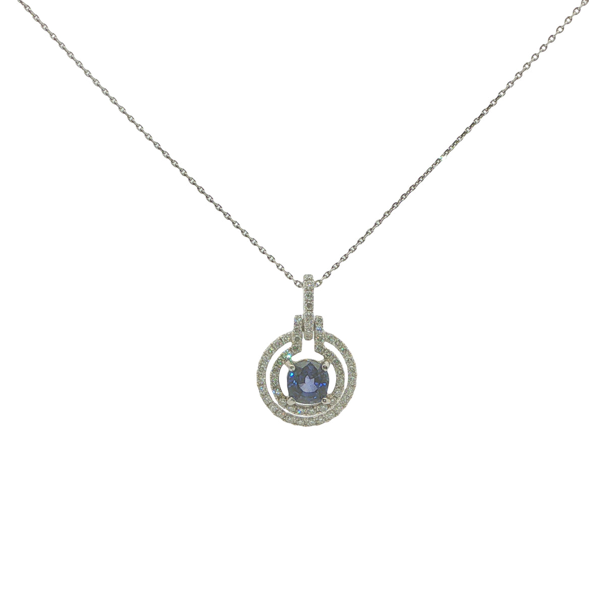18CT White Gold; Diamond and Sapphire