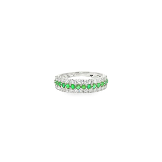 18CT White Gold; Diamond & Emerald